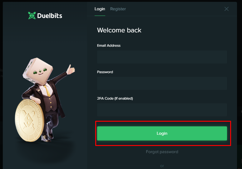 Login Page Of Duelbits