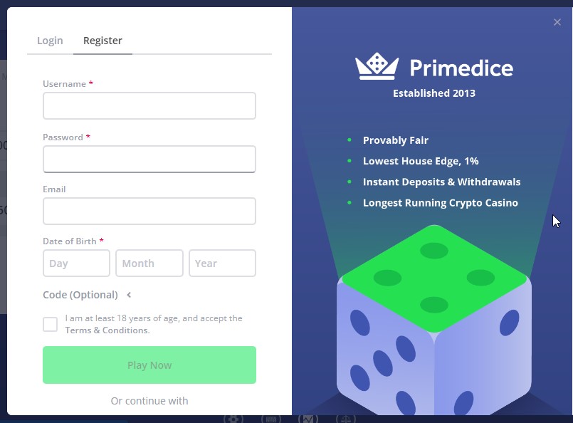 Registration In Primedice