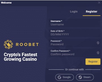 Roobet Signup Page